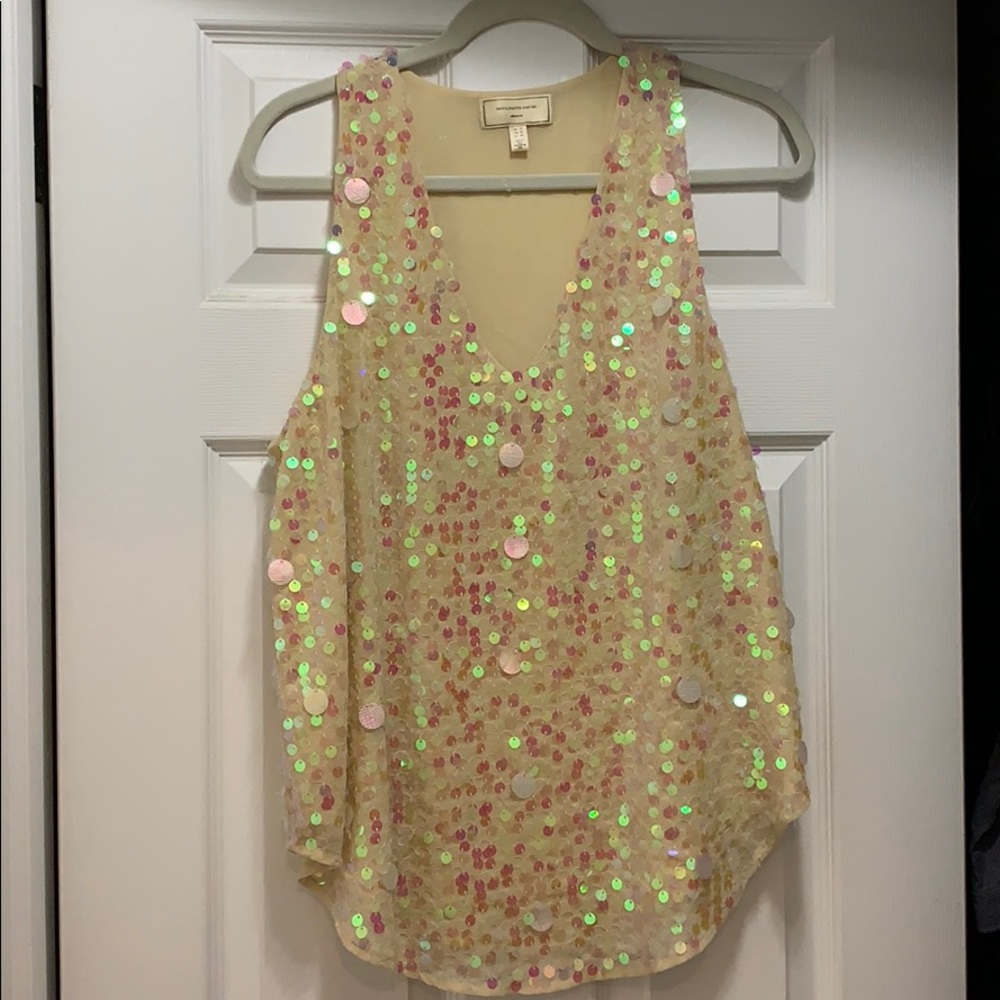 Blush colored sequined tank